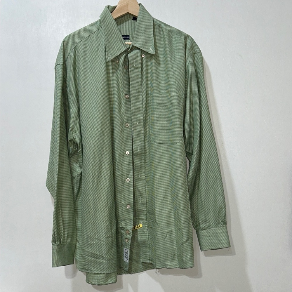 GITMAN BRO MENS GREEN PLAID BUTTON DOWN SHIRT SZ LG